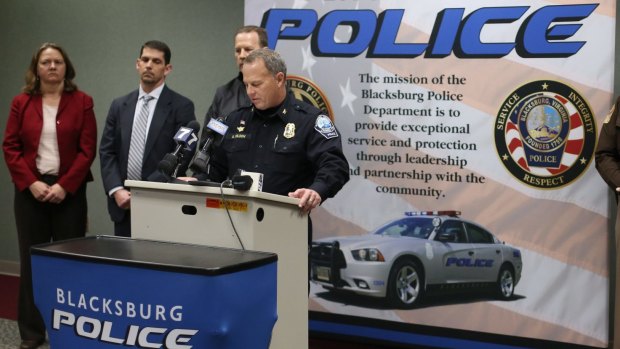 Blacksburg Police Chief Anthony Wilson speaks during a news conference on January 30.