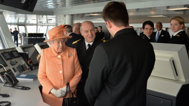 Ruler’s measure: The Queen tours P&O’s new flagship Britannia at the naming ceremony on March 10. 