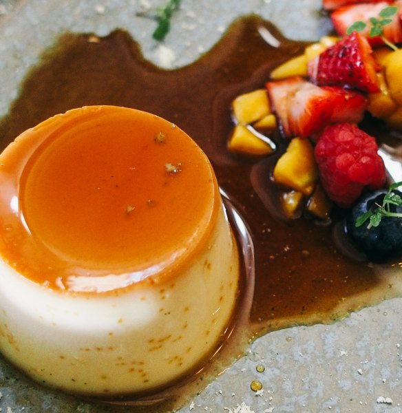 Creme caramel with Vietnamese coffee syrup.