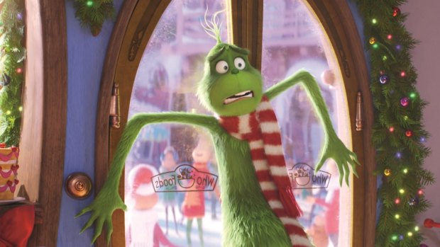 The Grinch (Benedict Cumberbatch) is confronted by the unchecked Christmas joy of Whoville.