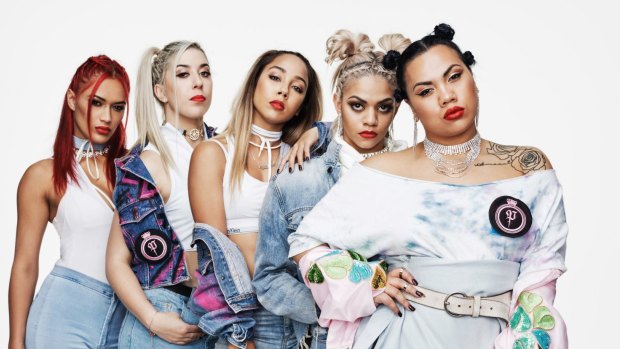 Parris Goebel (front) and her hip-hop dance squad (right to left), Kirsten Dodgen, Althea Strydom, Kyra Aoake and Kaea Pearce.
