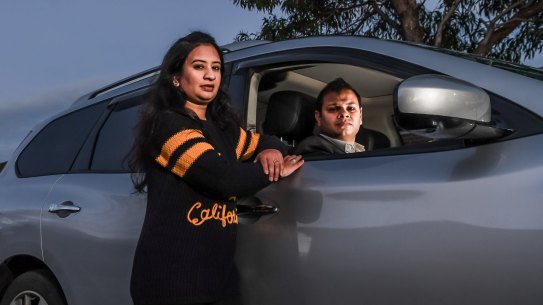The Age, News, 29/06/2017 photo by Justin McManus. Traffic congestion in Epping. Sunil and Nishtha Goel, Sunil has a 90 minute commute to work each day and Nishtha had to give up her job because she couldn't manage school drop offs and still get to work in time.