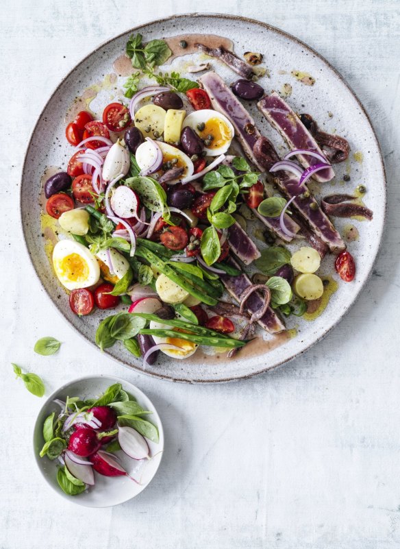 Never toss a nicoise - ingredients should be composed with an eye for colour and contrast.