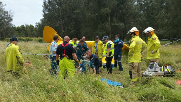 Emergency services at the scene of a fatal plane crash on the Gold Coast.