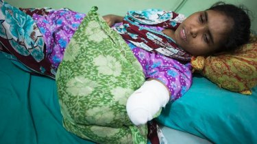  Rojina, 25, lost her hand under the rubble in the Rana Plaza factory disaster in Bangladesh.