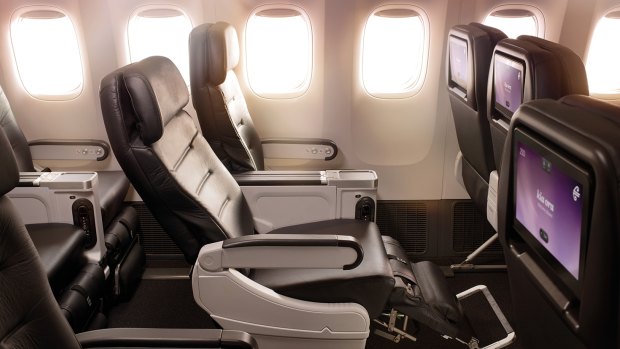 Air New Zealand 777-200 premium economy: extra room all round.