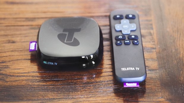 The Telstra TV, a Roku device that plugs into televisions to stream media apps like Netflix and Stan.