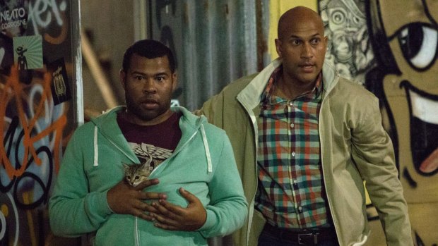 Tough sell: Comedians Keegan-Michael Key and Jordan Peele use a kitten named Keanu to play on audiences' love of their pets. 
