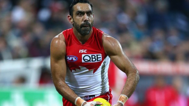Adam Goodes in action against the Cats.