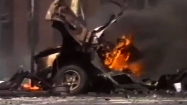 A scene from the Russell Street bombing in 1986, in which Constable Angela Taylor was killed. The government has introduced a mandatory life sentence for murdering a police officer.