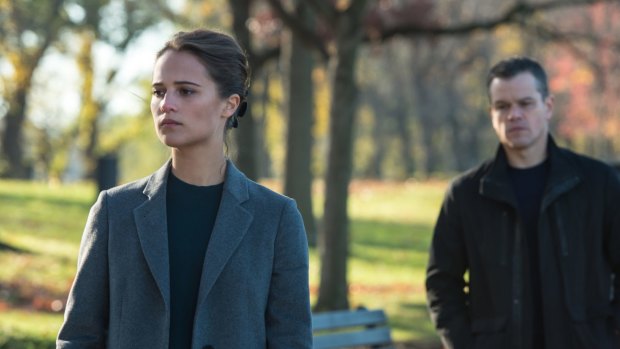 Alicia Vikander and Matt Damon in <i>Jason Bourne</i>.