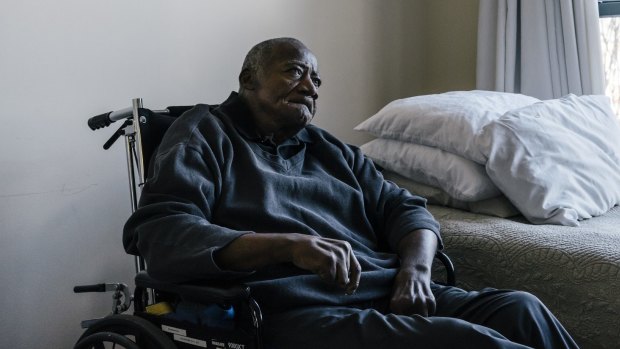 Rich history: Willie Wood in his apartment at the Sunrise Senior Living Centre in Washington.