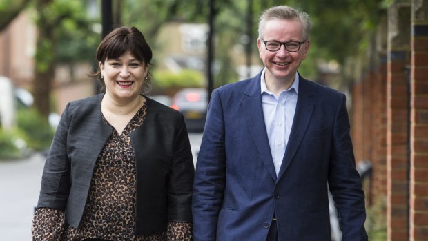 Justice Secretary and prominent 'Vote Leave' campaigner Michael Gove joins his wife Sarah Vine as they make their way to vote in the European Union referendum on June 23.