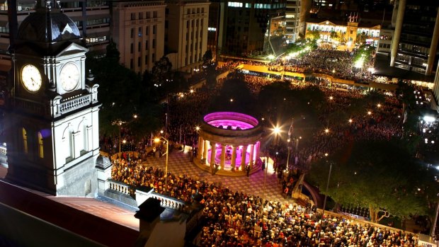 Tens of thousands of people were expected to crowd around the Shrine of Remembrance in Anzac Square on Tuesday.