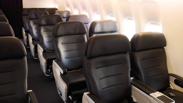 The premium economy cabin on board Air New Zealand's Dreamliner.
