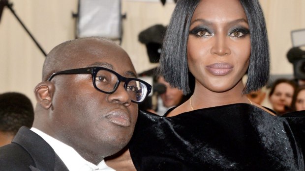 Naomi Campbell with new British Vogue editor Edward Enninful. 