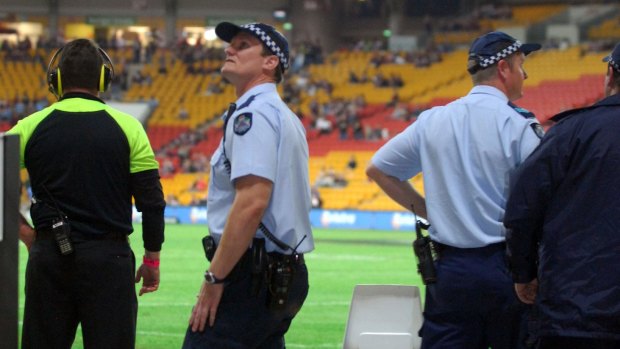 Police and extra security on hand for a State of Origin game.