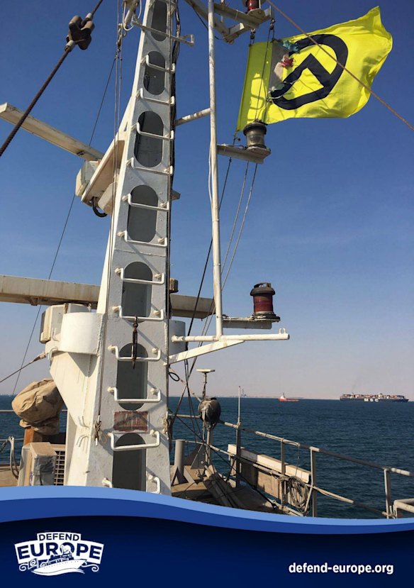 Boat belonging to the Defend Europe group.