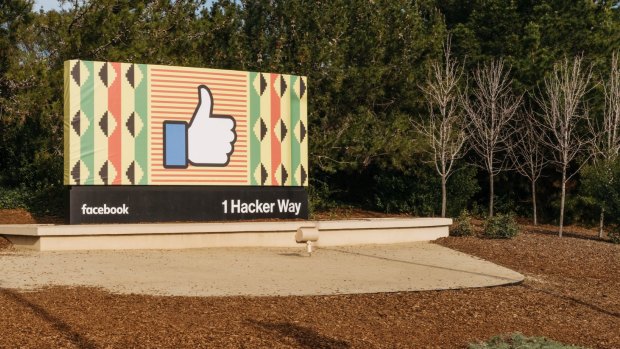 A 'like' sign near the entrance to offices for Facebook in Menlo Park, California.
