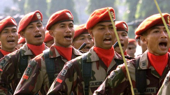 Indonesian special forces (Kopassus) soldiers.