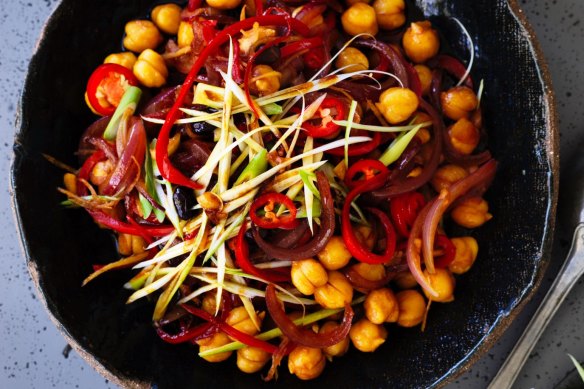 Kylie Kwong's stir-fried chickpeas with black bean and chilli.