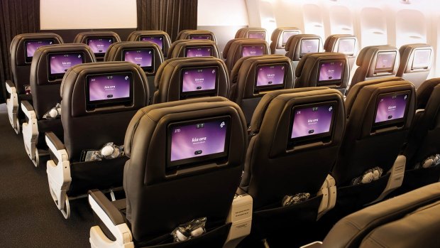 Air New Zealand's economy class seats on board its 787-9 Dreamliner.