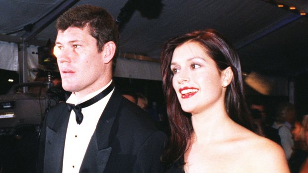 James Packer and Kate Fischer before their engagement ended abruptly in 1998.