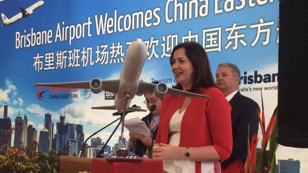 Premier Annastacia Palaszczuk welcomes China Eastern Airlines' first  flights between Shanghai and Brisbane.