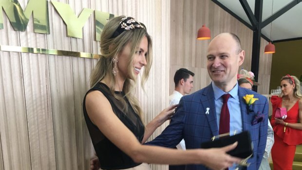 Jennifer Hawkins with Richard Umbers, taking a break from the store.