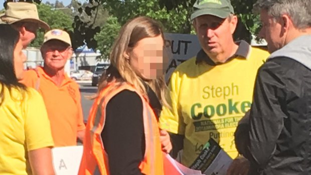 A Nationals staffer at a polling booth in Young.