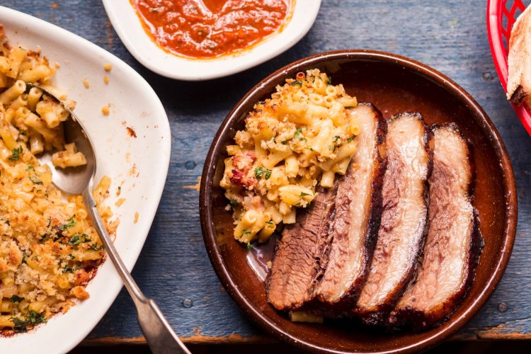 Frank Camorra's barbecued beef brisket with macaroni cheese recipe.