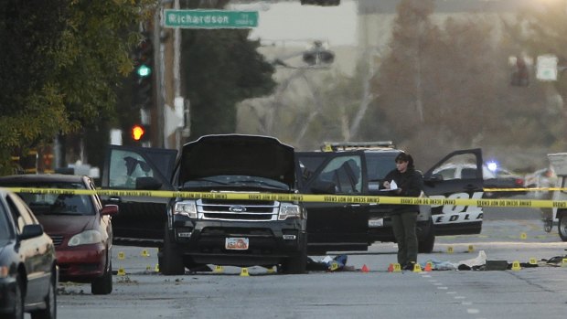 The Black SUV involved in a police shootout with suspects, that shocked a suburban neighbourhood, 
