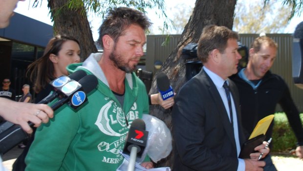 Ben Cousins leaving Armadale Magistrates Court in October 2016 after being held by police overnight. 