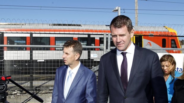 NSW Premier Mike Baird and  Transport Minister Andrew Constance after unveiling the new design for the Wickham transport interchange. Mr Constance says light rail will allow Newcastle to capitalise on an opportunity for renewal.