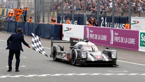 Porsche 919 Hybrid of Romain Dumas, Neel Jani, Marc Lieb snatched victory at the 2016 Le Mans 24 hour after Toyota's lead car stopped three minutes before the chequered flag.