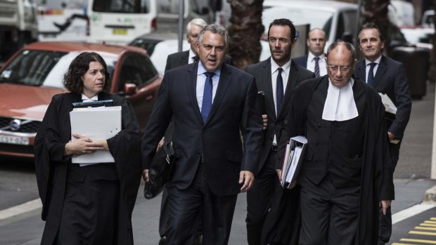 Mr Hockey with his advisers and legal counsel.