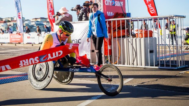 Three-time Paralympic gold medallist Kurt Fearnley is the elite wheelchair athlete winner of the 2016 City2Surf.