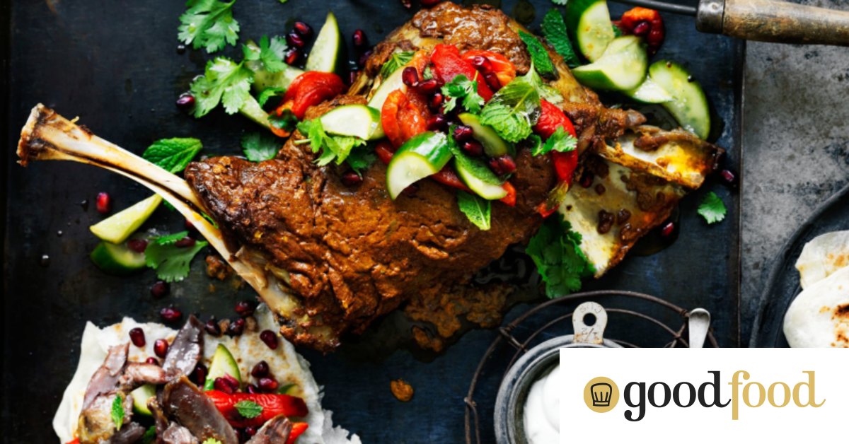 Slowcooked lamb shoulder with tahini yoghurt