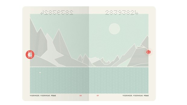 Passport pages feature the Norway's most striking landscapes.