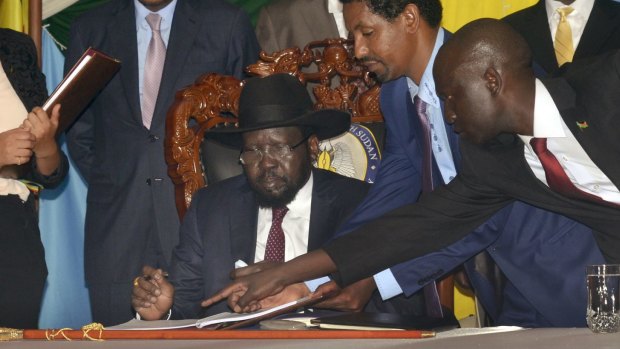 South Sudan President Salva Kiir signed a peace deal in August.