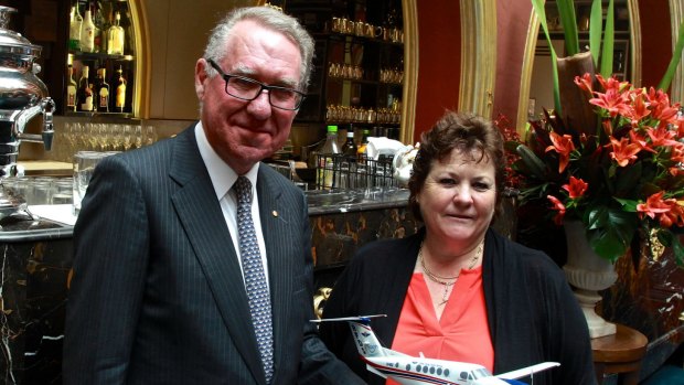 David Gonski and Dr Lyn Mayne at the first of a series of Philanthropy Breakfasts in Sydney on Tuesday.