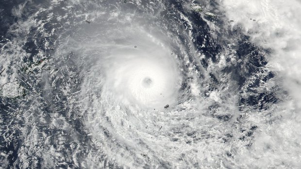 A satellite image released by NASA shows Cyclone Winston.