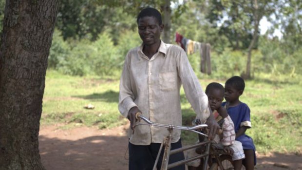 Boniface, four-year-old George and five-year-old Alice travelled 3.5 hours by bicycle in Kenya to get treatment. 
