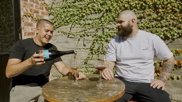 Lyndon Kubis (left) and Charley Snadden-Wilson are adding Clover Vin de Cave to their portfolio.