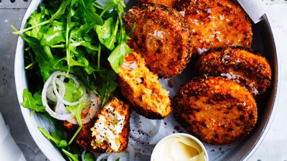 Salmon and sweet potato croquettes.