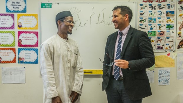 Islamic School of Canberra teacher Adama Konda and principal David Johns. 
