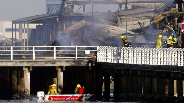  St Kilda Pier Kiosk , which burnt down overnight on  September 11,  2003. 