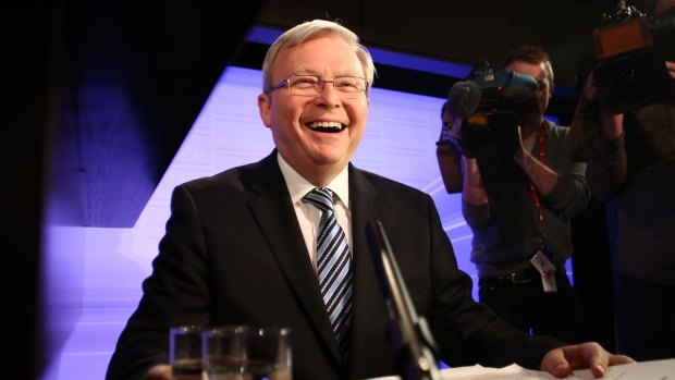 Kevin Rudd on the campaign trail in 2013.