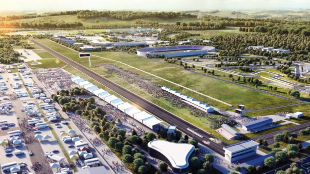 An artists' impression of the planned Ipswich Motorsport Precinct redevelopment, which has since been scaled back.