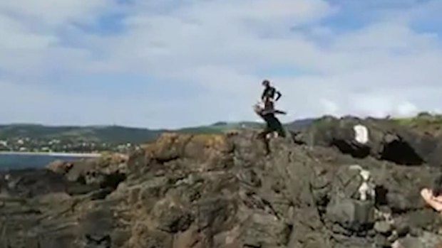 The short video uploaded to Facebook showed someone jumping from the rocks and into the water below. 
